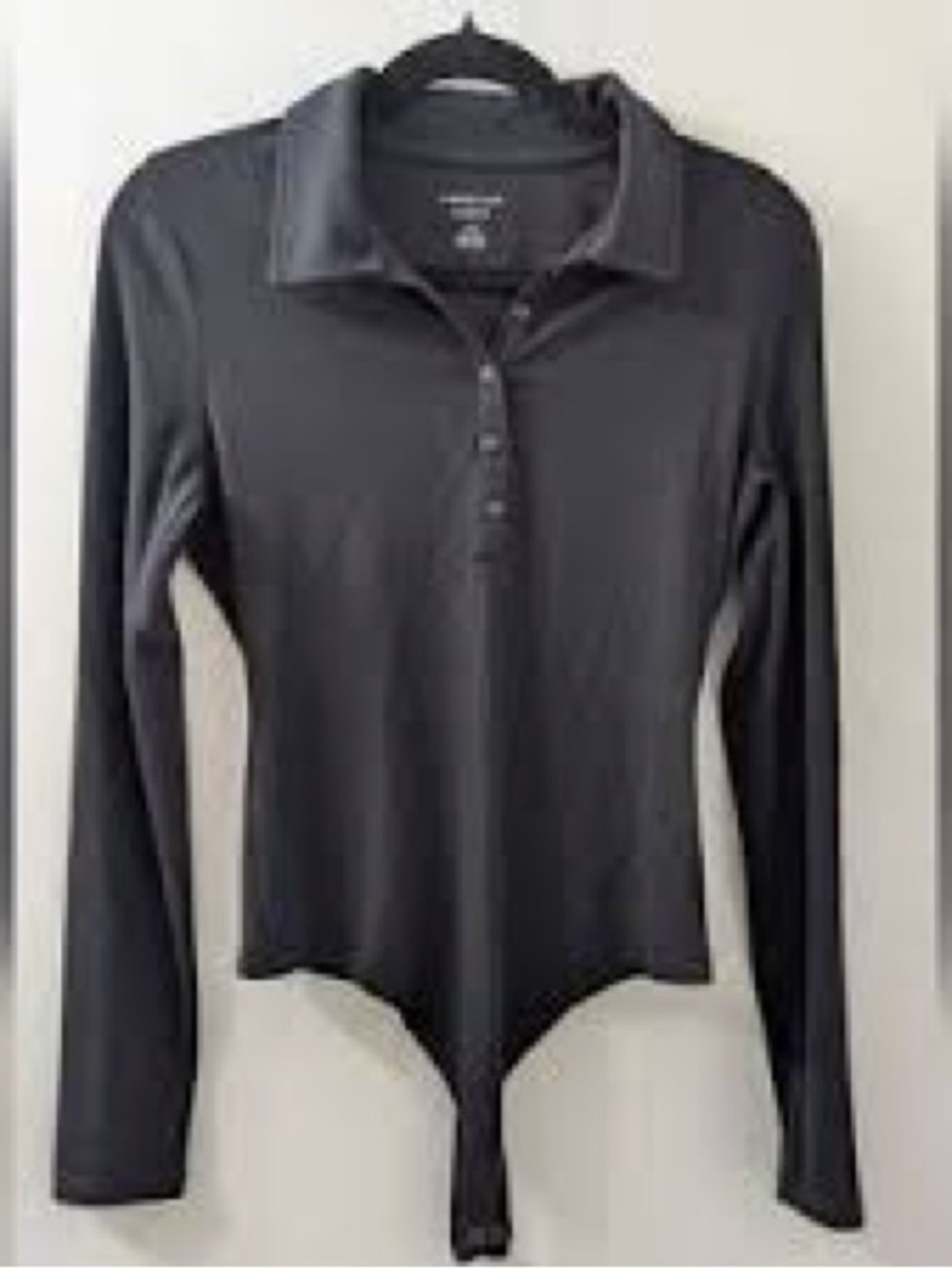 American Eagle Outfitters Black Long-Sleeve Polo Bodysuit